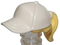 LEGO part Minifigure, Hair Combo, Hair with Hat, Ponytail with Molded White Ball Cap Pattern 35660pb03
