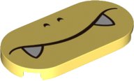 LEGO part Tile, Round 2 x 4 Oval with Black Nostrils and Closed Mouth Frown with White Fangs Pattern (Super Mario Boom Boom Lower Face) 66857pb008