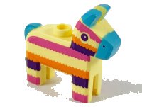 LEGO part Minifigure, Utensil Piñata Horse with Medium Azure Ears, Nose and Tail, Dark Pink, Orange and Dark Purple Stripes Pattern 66971pb01