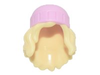 LEGO onderdeel Mini Doll, Hair Combo, Hair with Hat, Long Wavy with Molded Bright Pink Beanie Pattern 80577pb01