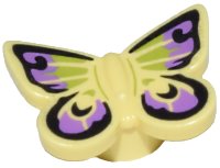 LEGO part Butterfly with Stud Holder with Black, Medium Lavender, and Lime Wings Pattern 80674pb01
