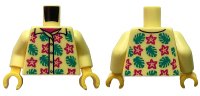 LEGO onderdeel Torso Shirt with Buttons, Magenta Flowers and Dark Turquoise Leaves over Undershirt Pattern / Bright Light Yellow Arms / Yellow Hands 973pb5666c01