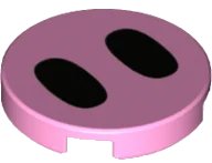 LEGO onderdeel Tile, Round 2 x 2 with Bottom Stud Holder with Black Ovals Pattern (Pig Nose) (14769pb258)