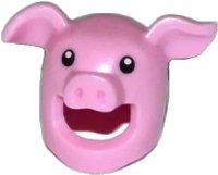 LEGO onderdeel Minifigure, Headgear Head Cover, Costume Pig with Black Eyes Pattern 17351pb01