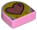 LEGO onderdeel Tile, Round 1 x 1 Half Circle Extended with Coral Heart on Yellow Background Pattern (24246pb004)
