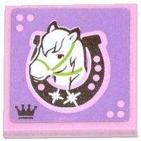 LEGO part Tile 2 x 2 with Horse Head Facing Left in Horseshoe Pattern (Sticker) - Set 3185 3068pb0784L