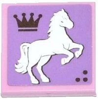 LEGO onderdeel Tile 2 x 2 with Crown and White Rearing Horse Facing Right Pattern (Sticker) - Set 3185 3068pb0785R