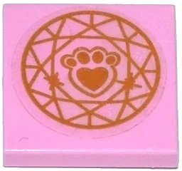 LEGO onderdeel Tile 2 x 2 with Gold Paw Print with Heart and Circular Geometric Pattern (Sticker) - Set 41142 (3068pb0986)