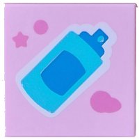 LEGO part Tile 2 x 2 with Medium Azure and Blue Spray Can on White Background, Dark Pink Star and Spots Pattern 3068pb2787