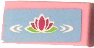 LEGO onderdeel Tile 1 x 2 with Magenta Water Lily on Bright Light Blue Background Pattern (Sticker) - Set 41058 (3069pb0635)