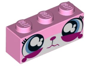 LEGO onderdeel Brick 1 x 3 with Cat Face Wide Eyes Watering (Sad Unikitty) Pattern (3622pb060)