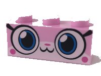 LEGO part Brick 1 x 3 with Cat Face Wide Eyes and Small Smile Pattern 3622pb088