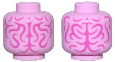 LEGO onderdeel Minifigure, Head without Face with Magenta Brain Fissures Pattern - Vented Stud (3626pb3551)