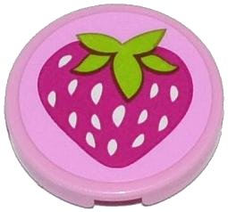 LEGO onderdeel Tile, Round 2 x 2 with Strawberry Pattern (Sticker) - Set 41035 (4150pb157)