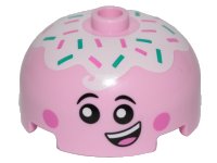 LEGO onderdeel Brick, Round 3 x 3 x 1 1/3 Dome Top - Open Stud with Face with Smile, Eyes with Pupils, Pink Cheeks and Topping Pattern 49308pb001
