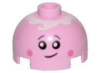 LEGO onderdeel Brick, Round 2 x 2 Dome Top with Smile, Eyes with Pupils, Pink Cheeks and Icing Pattern 553pb035