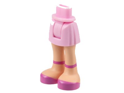 LEGO onderdeel Mini Doll Hips and Skirt, Light Nougat Legs and Dark Pink Shoes with Ankle Straps Pattern - Thick Hinge (92252c00pb002)