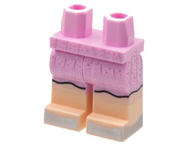 LEGO onderdeel Hips and Legs with Light Nougat Boots, Metallic Pink Pleats and Stars, Silver Toes Pattern (970c00pb1367)