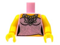 LEGO part Torso Female Strapless Top with Silver Sparkles, Heart Necklace Pattern / Yellow Arms / Yellow Hands 973pb0709c01