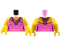 LEGO part Torso Female Top with Dark Pink Stripes and Flower Necklace Pattern / Yellow Arms / Yellow Hands 973pb1978c01