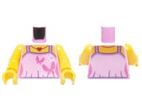LEGO onderdeel Torso Female Outline Top with Dark Pink Butterflies, White Flowers and Red Heart Necklace with Side Contours Pattern / Yellow Arms / Yellow Hands 973pb2023c01