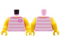 LEGO onderdeel Torso T-Shirt with 4 White Horizontal Stripes Front and Back with Cat Pattern / Yellow Arms / Yellow Hands 973pb2339c01