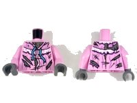LEGO part Torso Nightgown, Torn and Ripped Pattern / Bright Pink Arms / Dark Bluish Gray Hands 973pb3343c01
