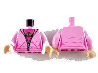 LEGO onderdeel Torso Female Jacket, Dark Pink Shirt, Gold Time Turner and Silver Zipper Pattern / Bright Pink Arms / Light Nougat Hands 973pb3592c01