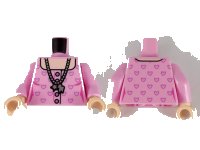 LEGO part Torso Female, Silver Necklace with Charms, Light Nougat Neck and Medium Lavender Heart Outlines Pattern / Bright Pink Arms / Light Nougat Hands 973pb3979c01