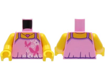 LEGO onderdeel Torso Top with Dark Pink Butterflies, Heart Necklace and White Flowers Pattern / Yellow Arms / Yellow Hands (973pb4175c01)