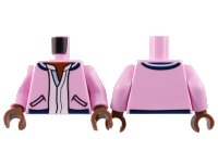 LEGO part Torso Jacket, Reddish Brown Neck, Black Pockets and White Shirt Pattern / Bright Pink Arms / Reddish Brown Hands 973pb4481c01