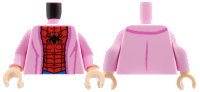 LEGO part Torso Bathrobe with Dark Pink Hem and Creases, Red and Blue Spider-Man Costume, Black Spider and Webbing Pattern / Bright Pink Arms / Light Nougat Hands 973pb6272c01