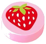 LEGO part Tile, Round 1 x 1 with Strawberry Pattern 98138pb015