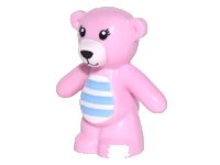 LEGO part Teddy Bear with Black Eyes, Nose and Mouth, White Stomach and Muzzle and Medium Blue Stripes Pattern 98382pb006