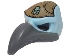 LEGO onderdeel Minifigure, Headgear Mask Bird (Vulture) with Dark Bluish Gray Beak and Dark Tan Headpiece with Sand Green Vulture Symbol Pattern (16659pb04)