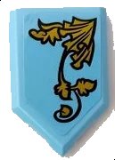 LEGO onderdeel Tile, Modified 2 x 3 Pentagonal with Gold Leaves Ornament Pattern Side A (Sticker) - Set 75958 22385pb263a
