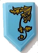 LEGO onderdeel Tile, Modified 2 x 3 Pentagonal with Gold Leaves Ornament Pattern Side A (Sticker) - Set 75958 (22385pb263a)