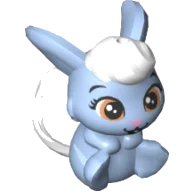 LEGO part Bunny / Rabbit, Whisker Haven Tales, Snow White's Bunny with White Bangs and Tail, Medium Nougat Eyes and Bright Pink Nose Pattern (Berry) 28463pb01