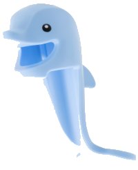 LEGO part Minifigure, Headgear Head Cover, Costume Dolphin Head, Tail and Fin with Black Eyes Pattern 7762pb01