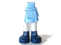 LEGO part Mini Doll Hips and Skirt Layered, White Legs and Dark Blue Shoes with White Laces Pattern - Thick Hinge 92250c00pb09