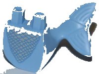 LEGO part Tail, Mermaid / Merman Curved Left with Silver Scales Pattern 95351pb04