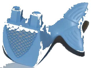 LEGO onderdeel Tail, Mermaid / Merman Curved Left with Silver Scales Pattern (95351pb04)