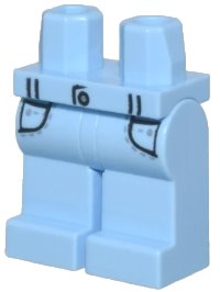 LEGO onderdeel Hips and Legs with Belt Loops and Pockets, Dark Bluish Gray Stitching, Silver Buttons Pattern 970c00pb1525
