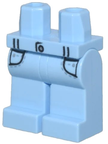 LEGO onderdeel Hips and Legs with Belt Loops and Pockets, Dark Bluish Gray Stitching, Silver Buttons Pattern (970c00pb1525)