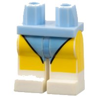 LEGO part Hips and White Legs with Bright Light Blue Leotard and Yellow Legs Pattern 970c01pb04