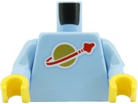 LEGO part Torso with Classic Space Logo High on Torso Pattern, Inside with Ribs (second reissue) / Bright Light Blue Arms / Yellow Hands (BAM) 973p90new2c15