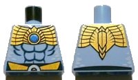 LEGO part Torso Chima Muscles Outline and Gold Belt and Shoulder Plate Pattern Front and Back 973pb1301