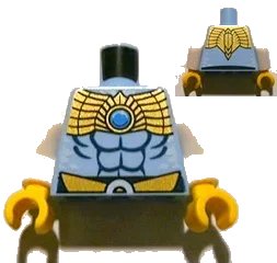 LEGO onderdeel Torso Chima Muscles Outline and Gold Belt and Shoulder Plate Pattern Front and Back / White Arms / Yellow Hands (973pb1301c01)