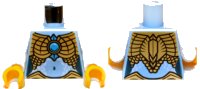 LEGO part Torso Chima Female Outline with Gold Scaled Armor and Blue Round Jewel (Chi) Pattern / White Arms / Yellow Hands 973pb1366c01