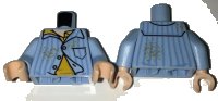 LEGO part Torso Pajamas with Vertical Blue Stripes, Yellow Undershirt and Spots Pattern / Bright Light Blue Arms / Light Nougat Hands 973pb2469c01